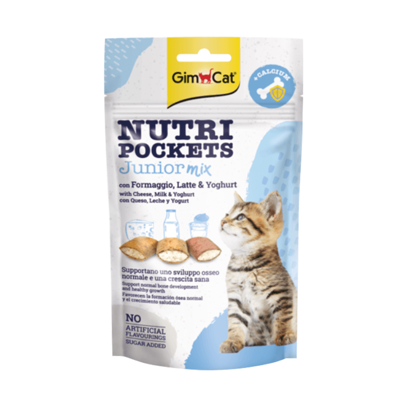 اسنک تشویقی نوتری بچه گربه جیم کت GimCat Nutri Pockets Junior Mix وزن 60 گرم