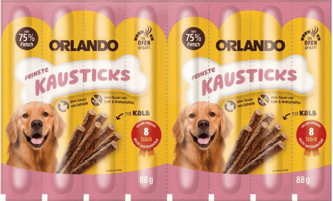 تشویقی مدادی سگ اورلاندو با طعم گوشت گوساله Orlando Stick Veal بسته 4 عددی — تصویر ۳