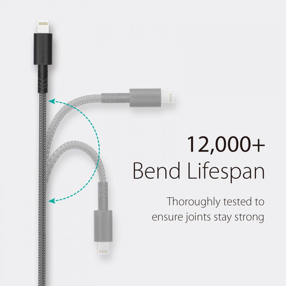 کابل USB به لایتنینگ راو پاور مدل RP-CB012 طول ۱٫۲ متر — تصویر ۴
