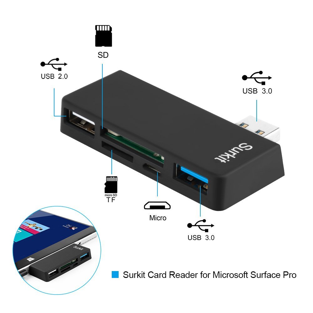 هاب USB3.0 چند کاره سرفیس (USB + Card Reader)