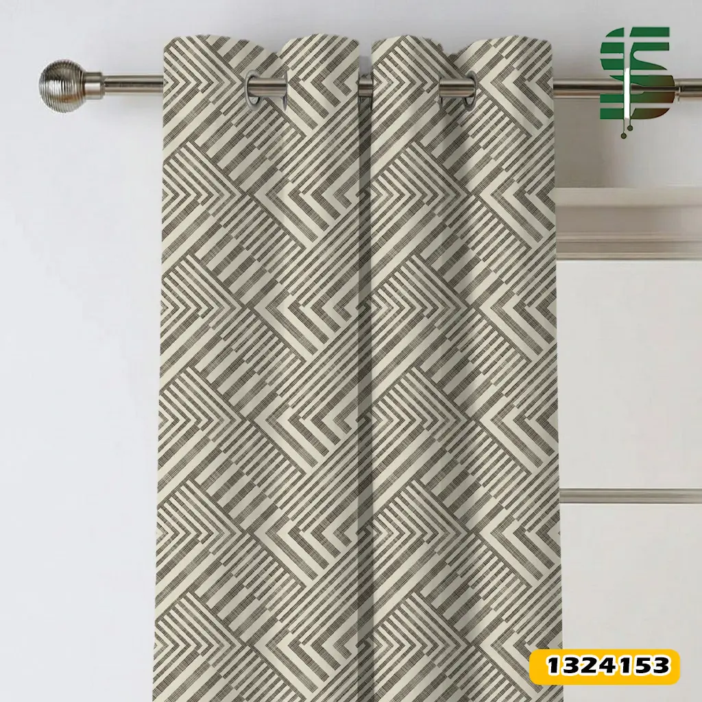 پرده پانچ طرح دار کد 1324153 مدل هندسی راه راه — تصویر ۲