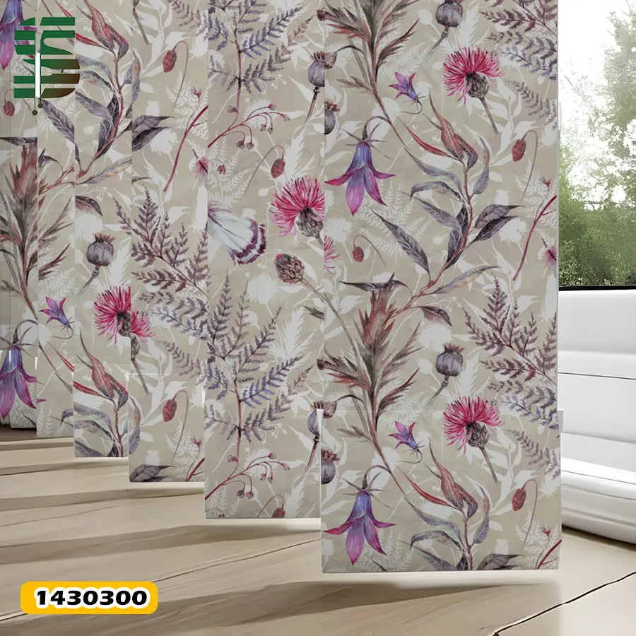 پرده لوردراپه طرح دار کد 1430300 مدل گل و گیاه تابستانی — تصویر ۲