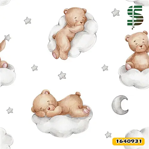 پرده پانچ کودک کد 1640931 طرح خرس های عروسکی روی ابرها — تصویر ۳