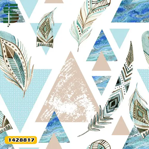 پرده لوردراپه طرح دار کد 1428817 مدل مثلث هندسی با پرهای تزئینی — تصویر ۳