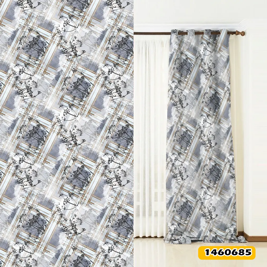 پرده پانچ طرح دار کد 1460685 گل و نوار آبرنگی — تصویر ۲