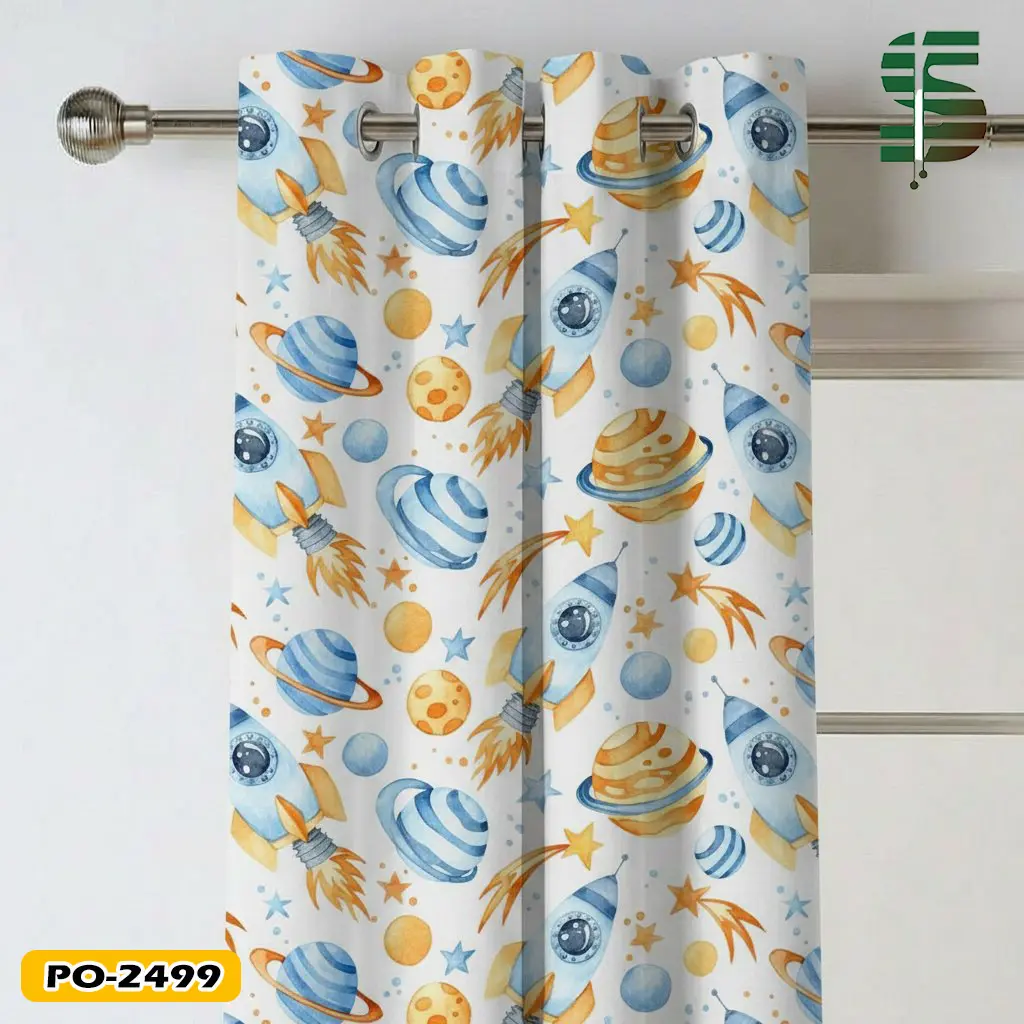 پرده پانچ کودک طرح سفینه و فضا کد PO-2499 — تصویر ۲