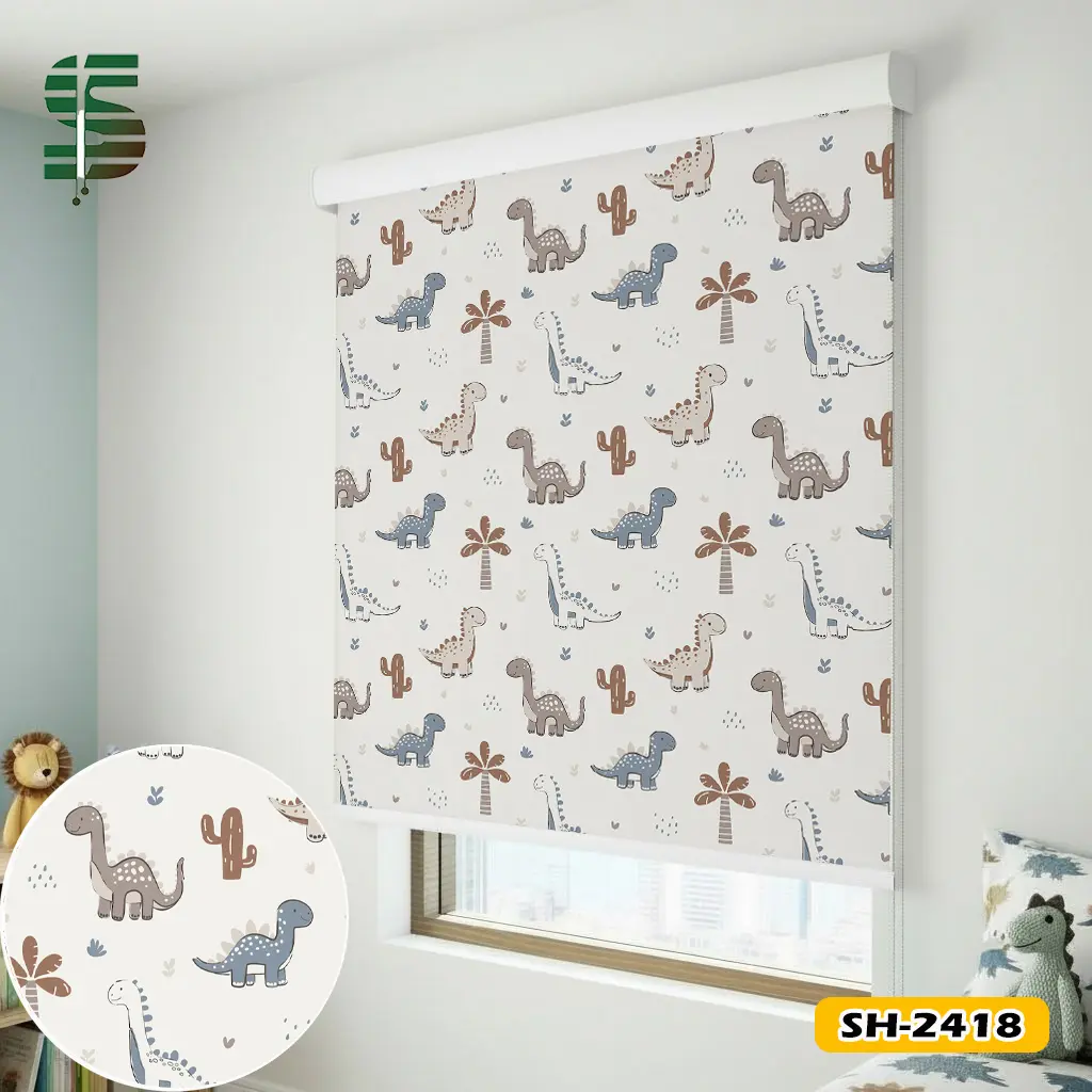 پرده شید کودک طرح دایناسور کد SH-2418 — تصویر ۲
