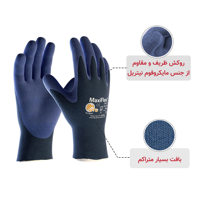 دستکش مونتاژکاری مکسی فلکس الیت – کف‌ مواد — تصویر ۵