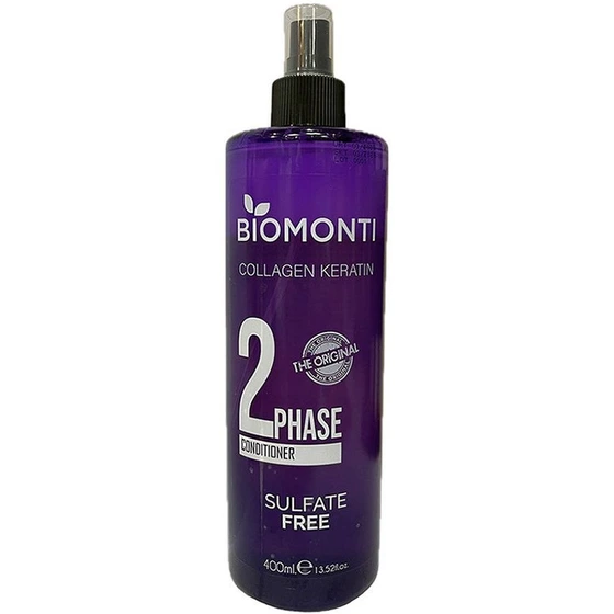 اسپری دوفاز مو بیومونتی مدل کلاژن کراتین بدون سولفات حجم400میلBIOMONTI COLLAGEN KERATIN