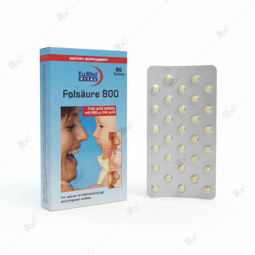 قرص فولیک اسید 800 میکروگرم یوروویتال 60 عدد