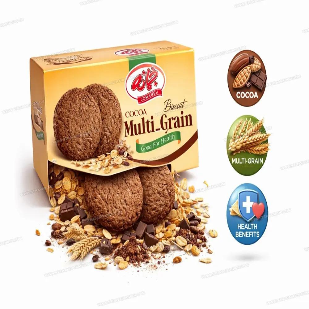 بیسکویت چند غله کاکائویی جمانه با بهترین قیمت + خرید آنلاین