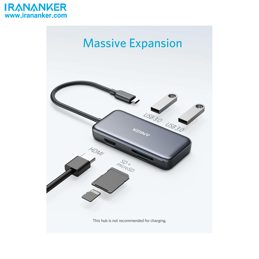 هاب انکر Premium 5 in 1 USB-C -مدل A8334 — تصویر ۴