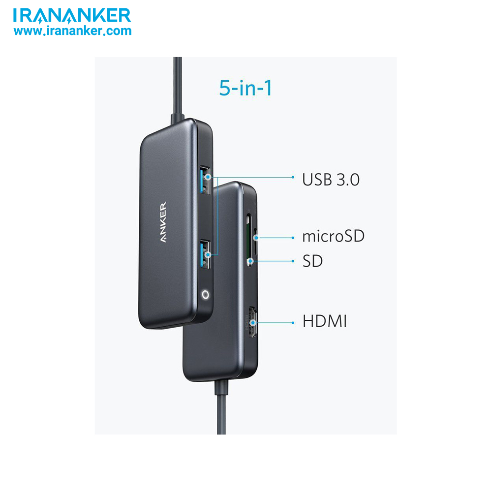 هاب انکر Premium 5 in 1 USB-C -مدل A8334 — تصویر ۶