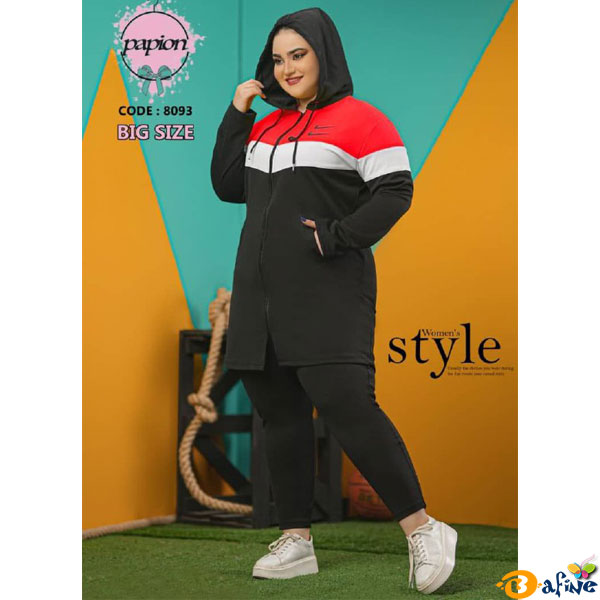 ست مانتو و شلوار کلاهدار سایز بزرگ نایک کد 80935