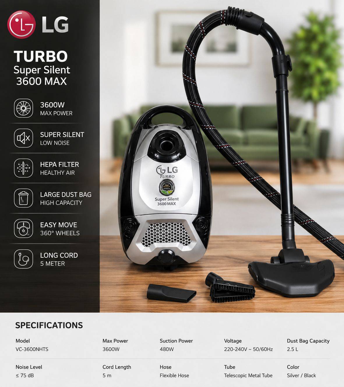 جاروبرقی الجی 3600 وات