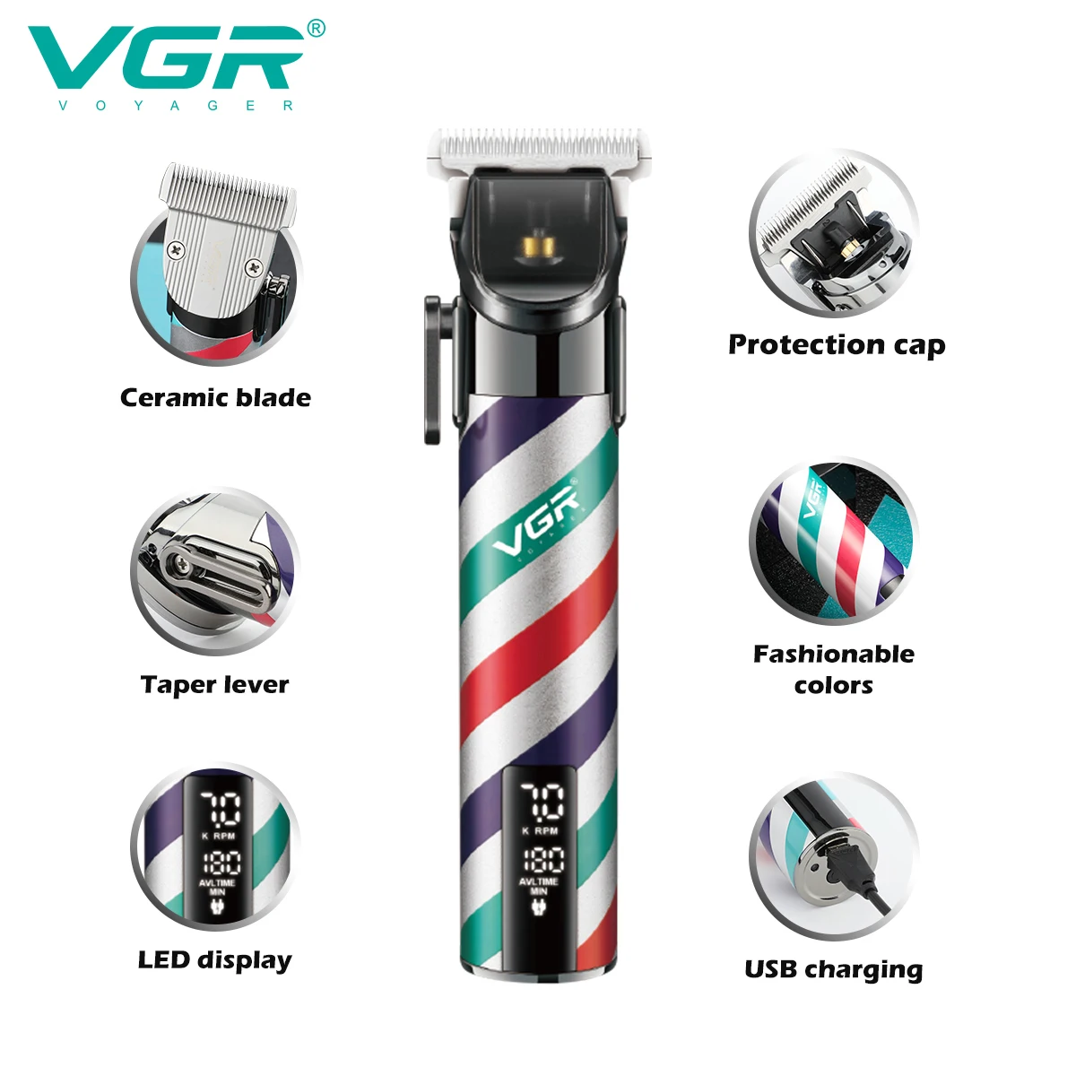 ماشین اصلاح موی سر و صورت وی جی آر مدل V-692 — تصویر ۴
