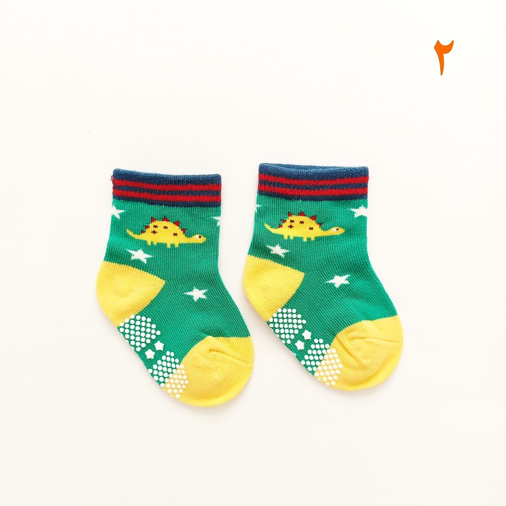 جوراب پسرانه کوکو بی یو طرح دایناسور(0تا1 سال) — تصویر ۶