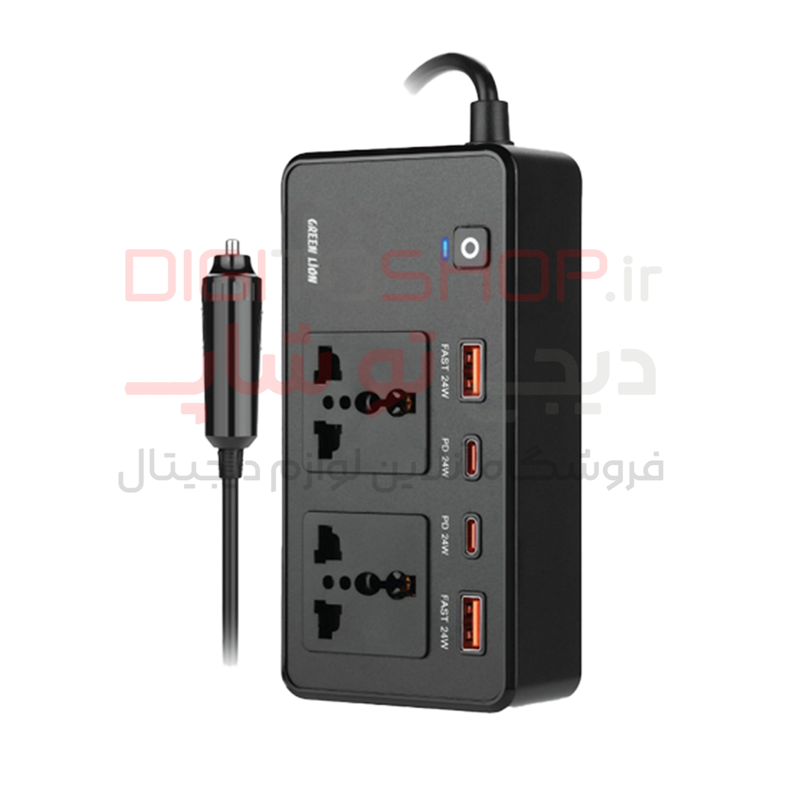 اینورتر خودرو گرین لاین مدل GC-200 توان 200 وات مشکی — تصویر ۲