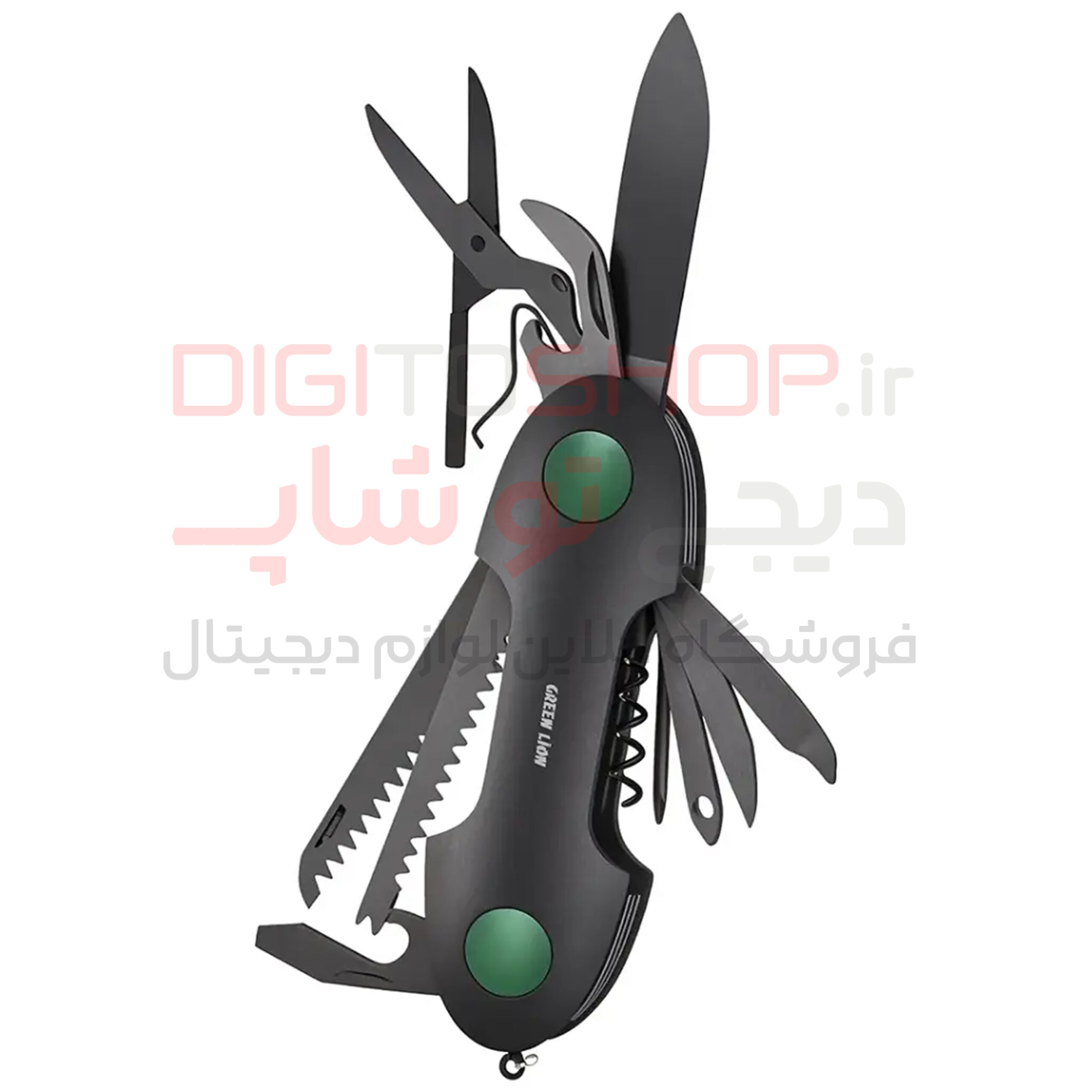 ابزار چندکاره سفری گرین لاین مدل 14 in 1 Multi Tool Key Chain Knife رنگ مشکی — تصویر ۲