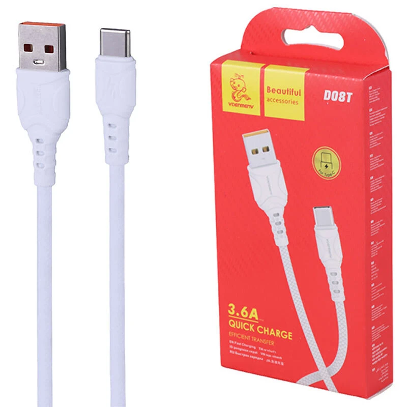 کابل تایپ سی فست شارژ 3.6 آمپر دنمن D08T طول 1 متر