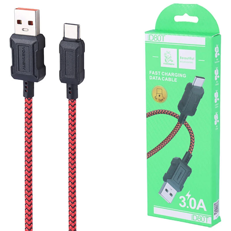 کابل تایپ سی فست شارژ 3 آمپر دنمن D80T طول 1 متر