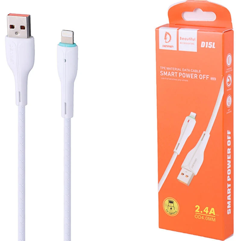 کابل لایتنینگ فست شارژ 2.4 آمپر دنمن D15L طول 1 متر