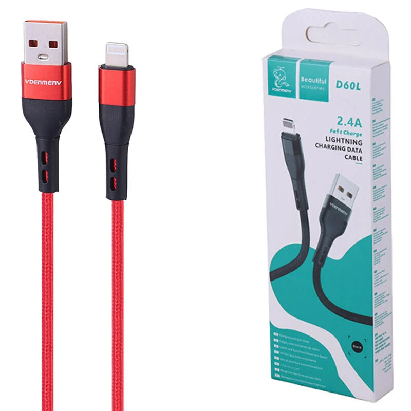 کابل لایتنینگ فست شارژ 2.4 آمپر دنمن D60L طول 1 متر