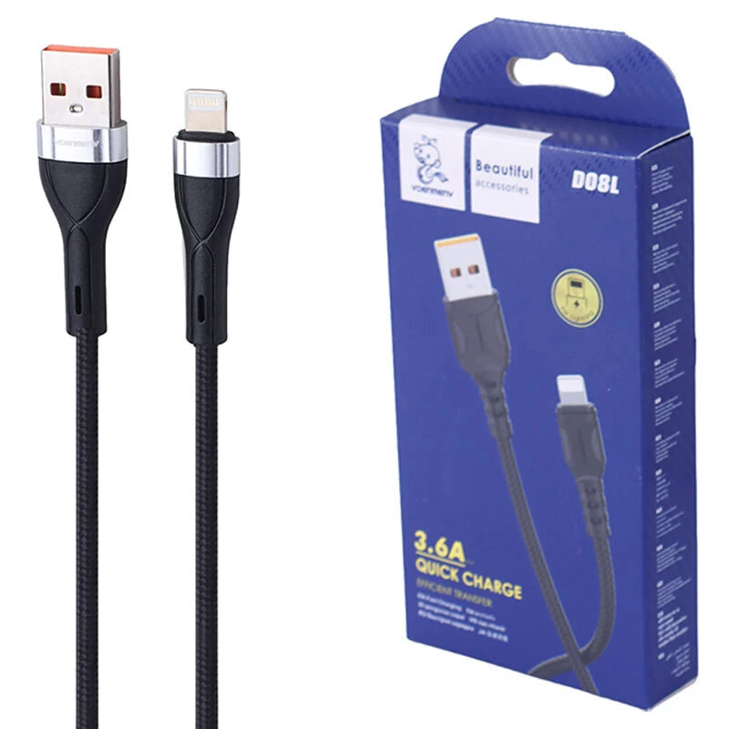 کابل لایتنینگ فست شارژ 3.6 آمپر دنمن D08L طول 1 متر