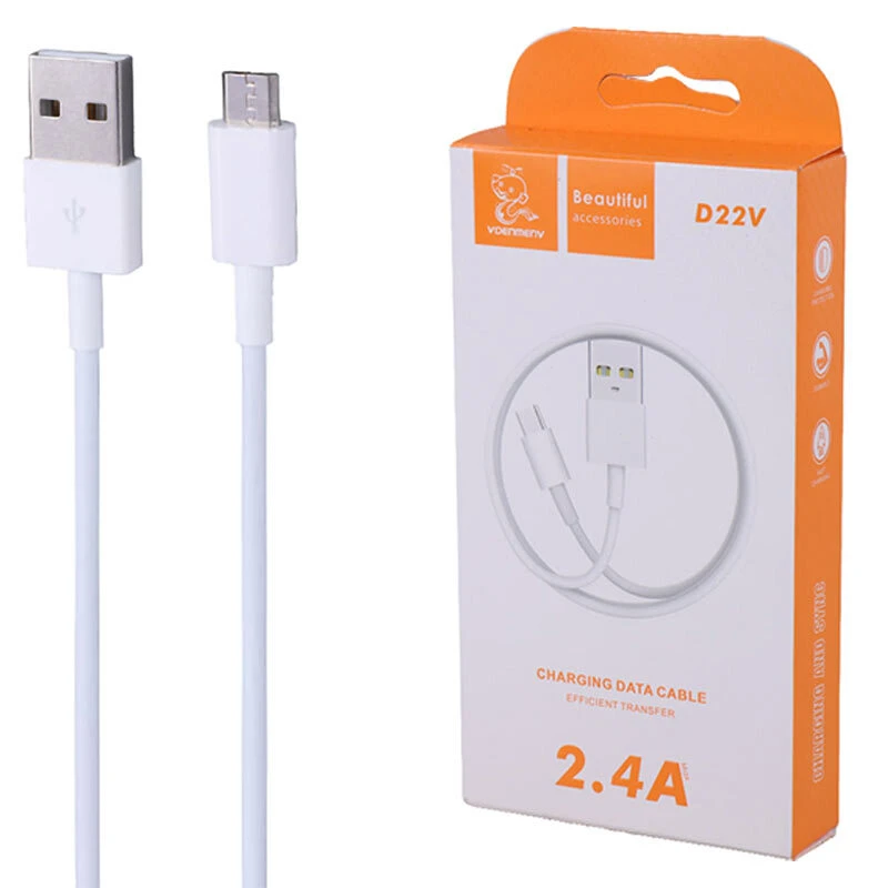 کابل میکرو یو اس بی فست شارژ 2.4 آمپر دنمن D22V طول 1 متر