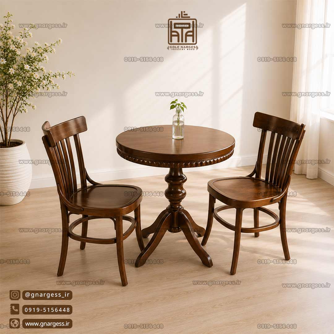 میز غذا خوری 2 نفره چوبی با صندلی لهستانی سناتور — تصویر ۴