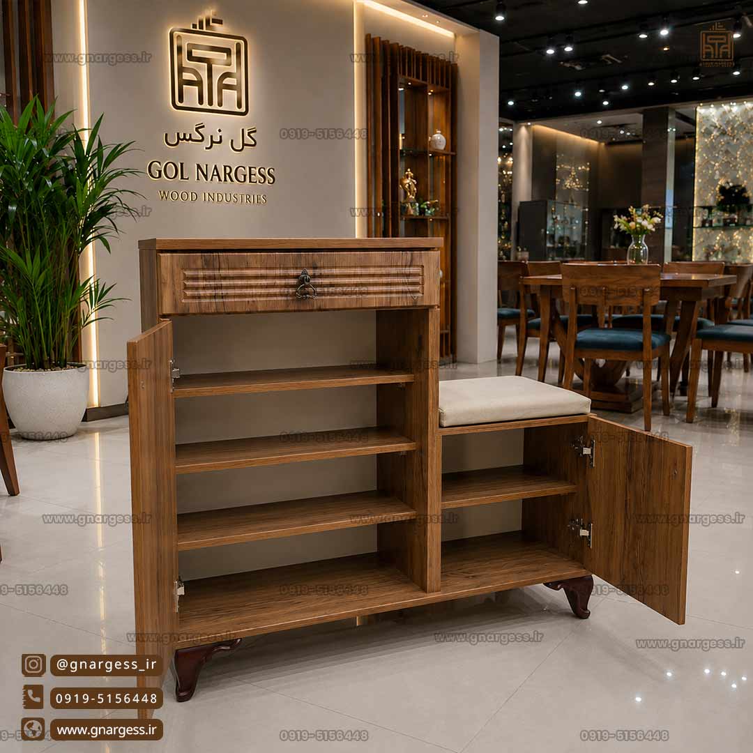 جاکفشی نشیمن دار نیمکتی طرح ال درب ام دی اف وکیوم — تصویر ۴