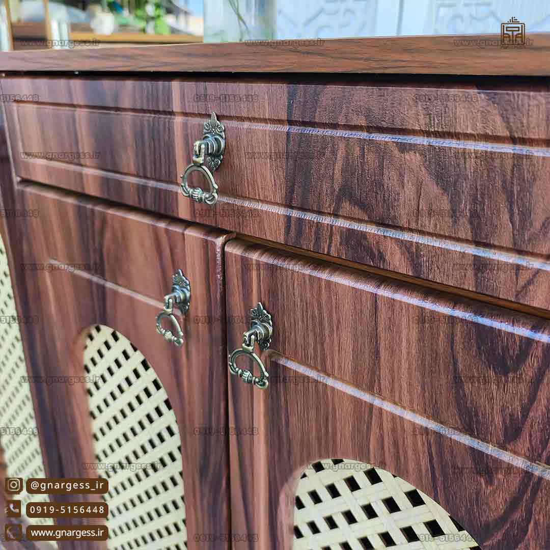 جاکفشی 3 درب حصیری نما دار تک کشو — تصویر ۵