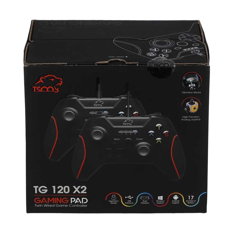 دسته بازی دو تایی تسکو مدل GAME PAD TSCO TG-120 X2 ا Tsco TG-120 X2 Double GamePad کد 6988 — تصویر ۲