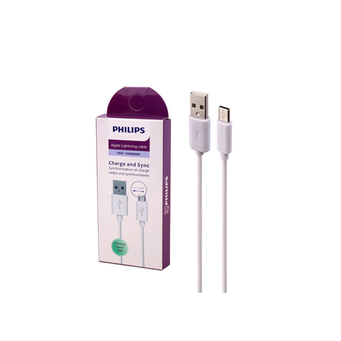 کابل تایپ سی فست شارژ Philips ا Philips 1m Type-C Cable کد 6023 — تصویر ۲