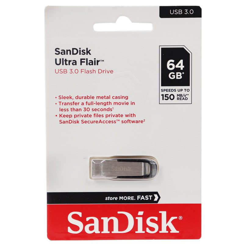 فلش مموری سن دیسک Ultra Flair _ CZ73 USB3.2 | ظرفیت 64 گیگابایت کد 4590