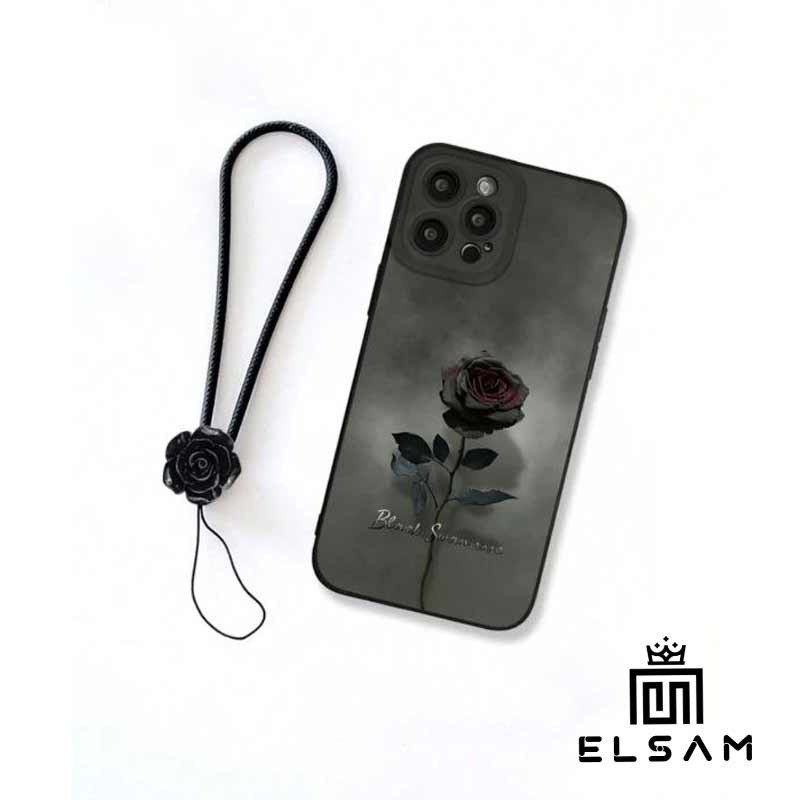 کاور گوشی رز سیاه آیفون همراه بند