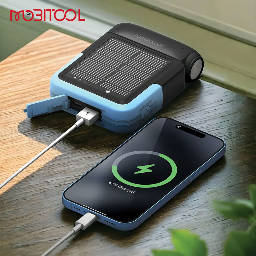 پاوربانک خورشیدی 10000 میلی آمپر پاورولوژی Powerology Sante 10000mAh Solar Power Bank PPBDS05 — تصویر ۶