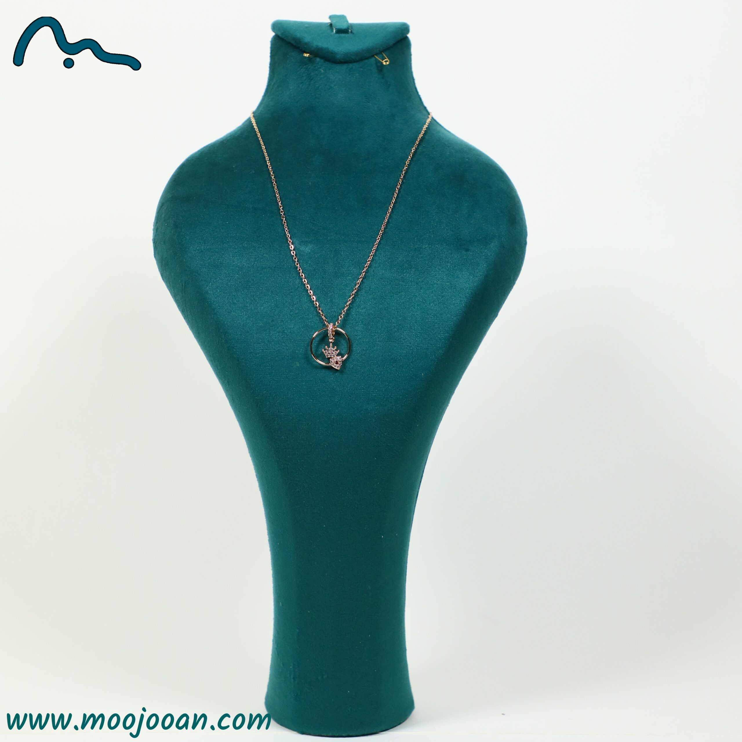 گردنبند قلب و تاج نگین دار ژوپینگ
