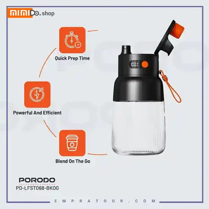 مخلوط کن قابل حمل پرودو Porodo Blend and Sip Portable Blender PD-LFST068 ظرفیت 1 لیتر — تصویر ۸