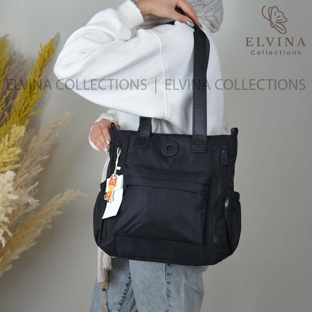 کیف دخترانه بزرگ ملورین برند بوبوBOBO کد 2811 مناسب دانشگاه و روزمره دارای جای تراول ماگ در داخل و تقسیم بندی — تصویر ۸