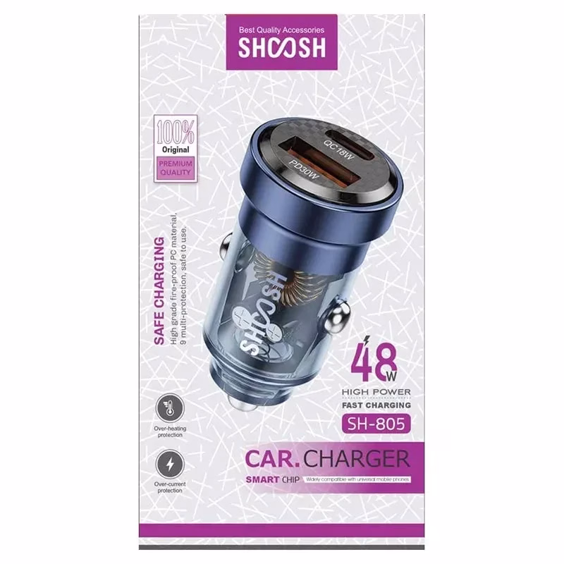 شارژر فندکی 48 وات دو پورت شوش مدل Sh805 — تصویر ۳