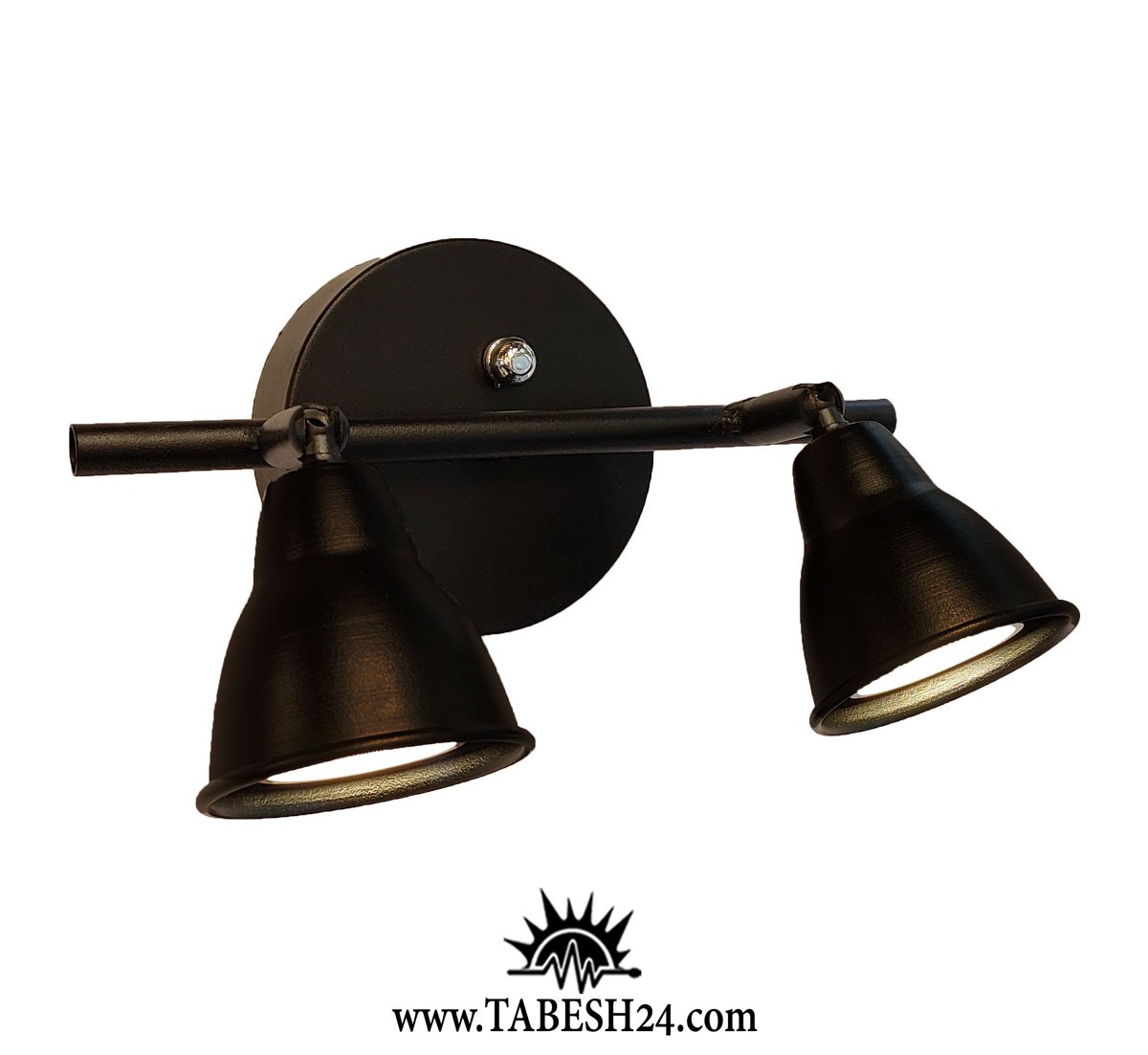 چراغ دیواری دو شعله gu10 مشکی مدل دم دار — تصویر ۳
