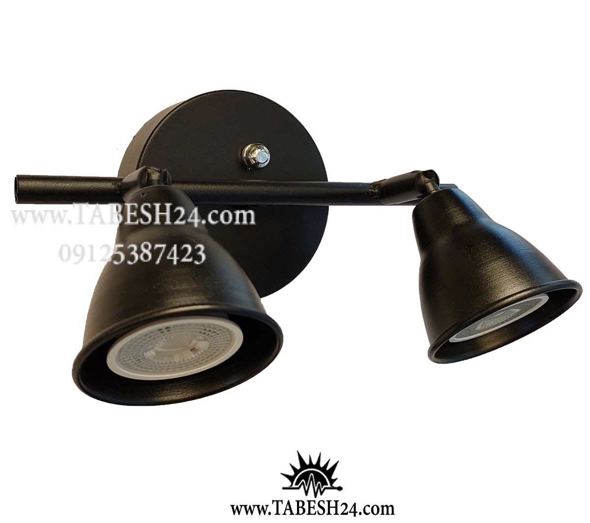 چراغ دیواری دو شعله gu10 مشکی مدل دم دار