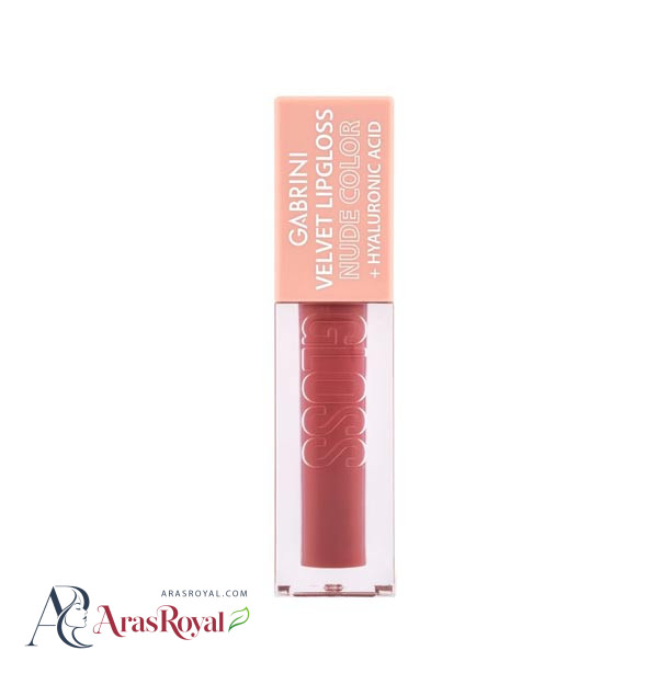 رژ لب مایع براق (لیپ گلس) گابرینی Gabrini سری Nude Velvet شماره 5 — تصویر ۲