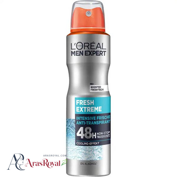 اسپری ضد تعریق لورال Loreal مردانه طوسی مدل Fresh Extreme حجم 250 میل
