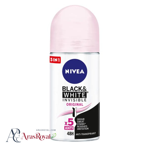مام رولی ضد تعریق نیوا Nivea زنانه مدل Black and White Invisible بلک اند وایت حجم 50 میل