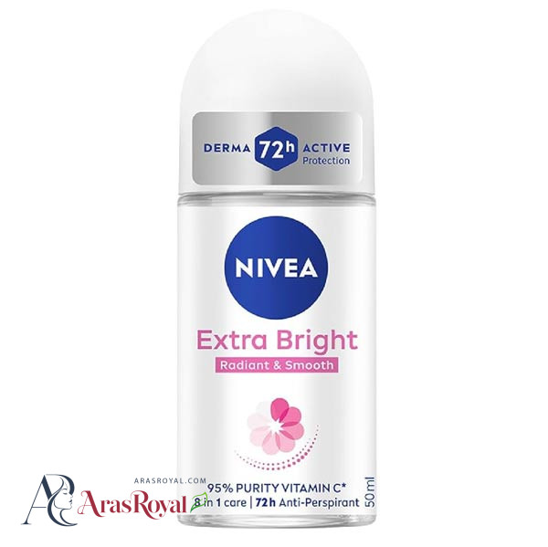 مام رولی ضد تعریق نیوا Nivea زنانه مدل Extra Bright Radian and Smooth روشن کننده حجم 50 میل — تصویر ۲