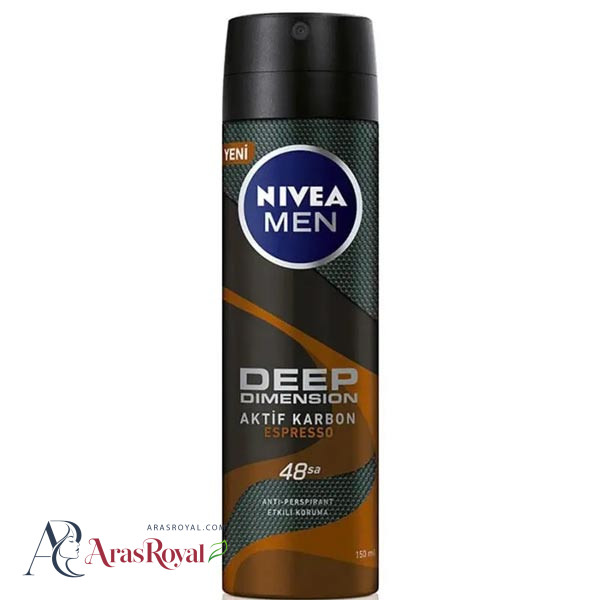 اسپری ضد تعریق مردانه نیوا Nivea مدل Deep Black Carbon Espresso حجم 150 میل