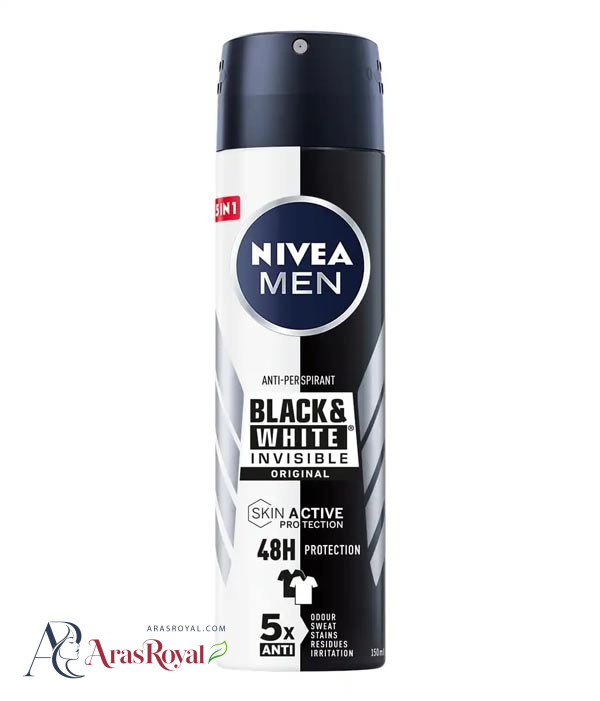 اسپری ضد تعریق مردانه نیوا Nivea مدل Black White Invisible Orginal حجم 150 میل — تصویر ۲