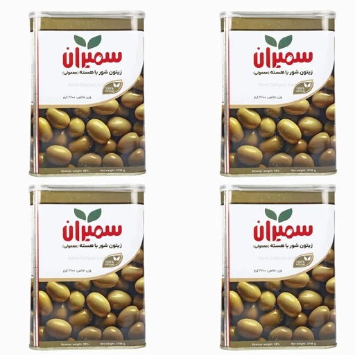 زیتون شور با هسته معمولی سمیران حلب 2700 گرمی بسته 4 عددی